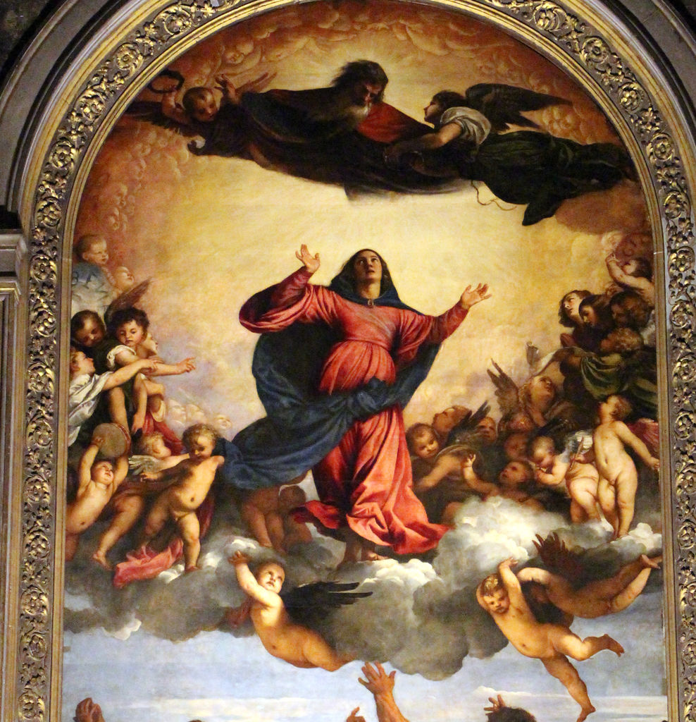 Virgin and angels detail in Assumption of the Virgin
